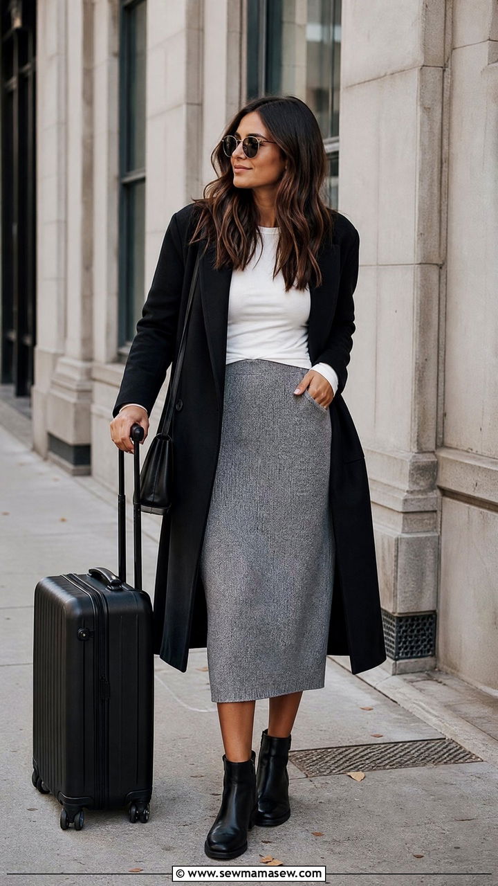 Sweater Midi Skirt With Ankle Boots - 25 How to style a midi skirt for travel