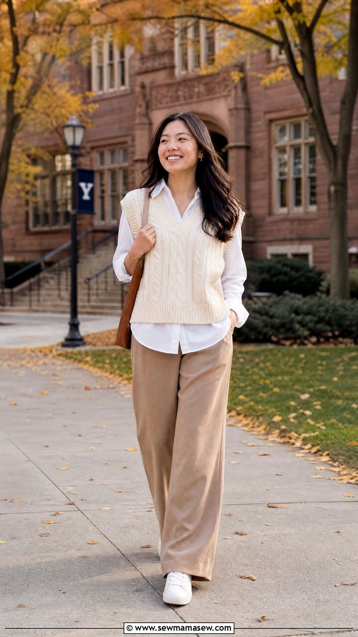 Sweater Vest And Wide Leg Trousers - 40 Road trip outfits