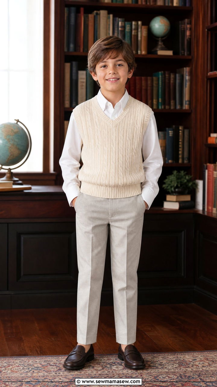 Sweater Vest Layered Over A Collared Shirt - 25 Kid outfit ideas for school picture day