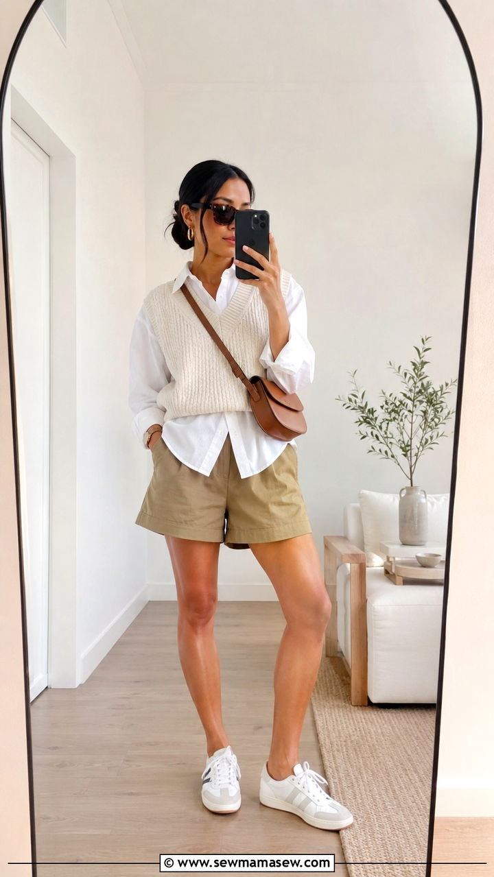 Sweater Vest Outfit With Bug Eye Sunglasses - 20 spring outfits with bug eye sunglasses