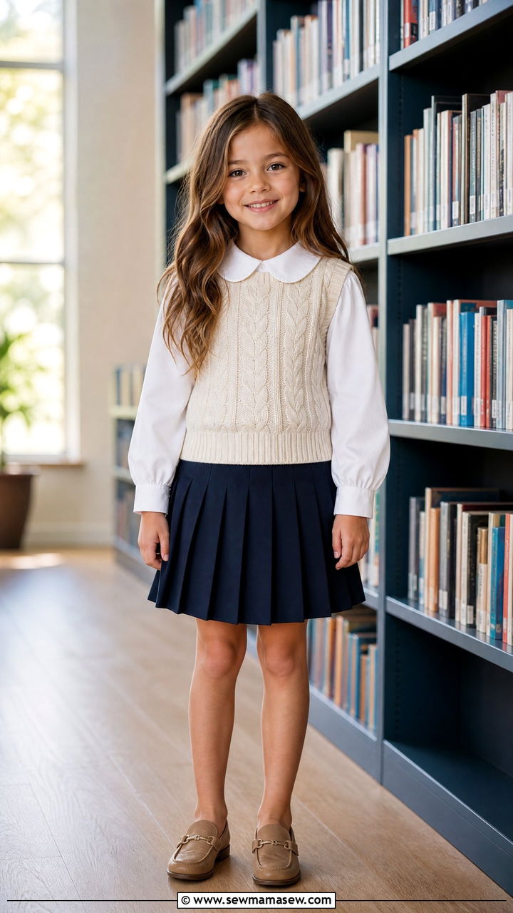 Sweater Vest Over A Collared Blouse - 30 Elementary school picture day outfit ideas