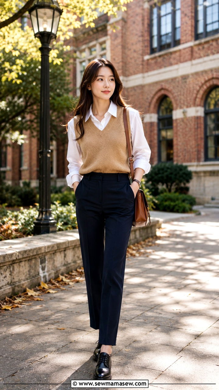 Sweater Vest Over Collared Shirt Internship Outfit - 30 Internship outfit ideas