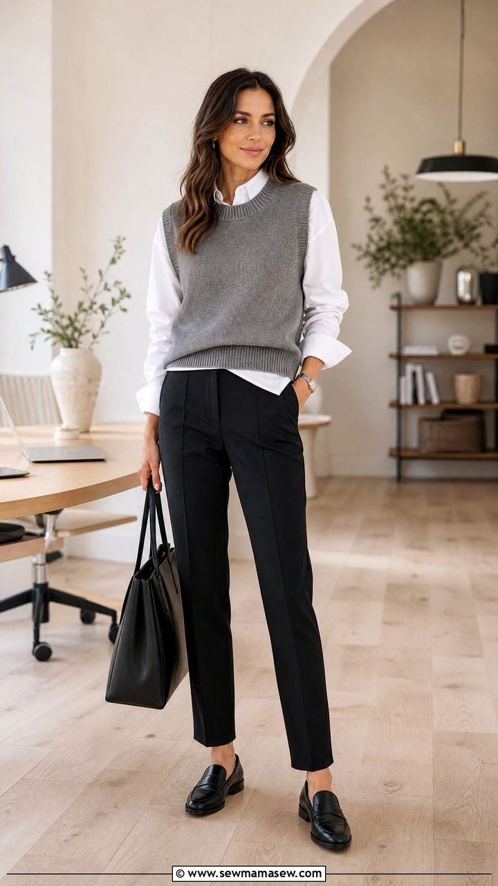Sweater Vest With Black Trousers - 35 Modern business casual outfits