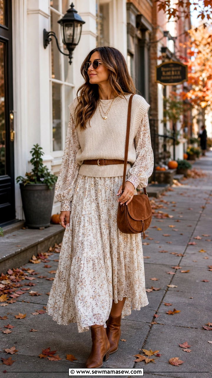 Sweater Vest With Maxi Dress - 35 casual boho chic outfits