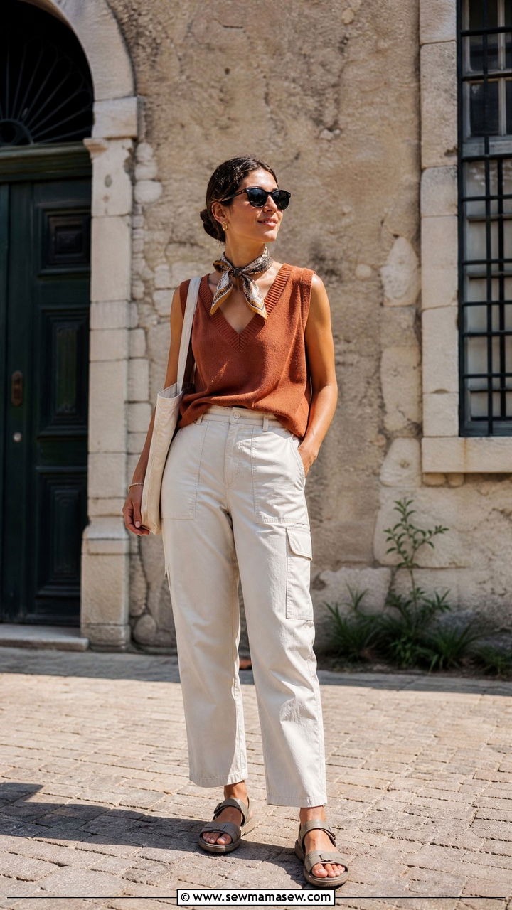 Sweater Vest With Utility Trousers - 25 Spring outfits with sweater vest