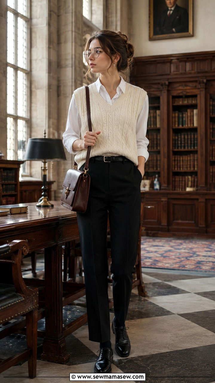 Sweater Vest and Collared Shirt - 30 Outfit ideas for college girls