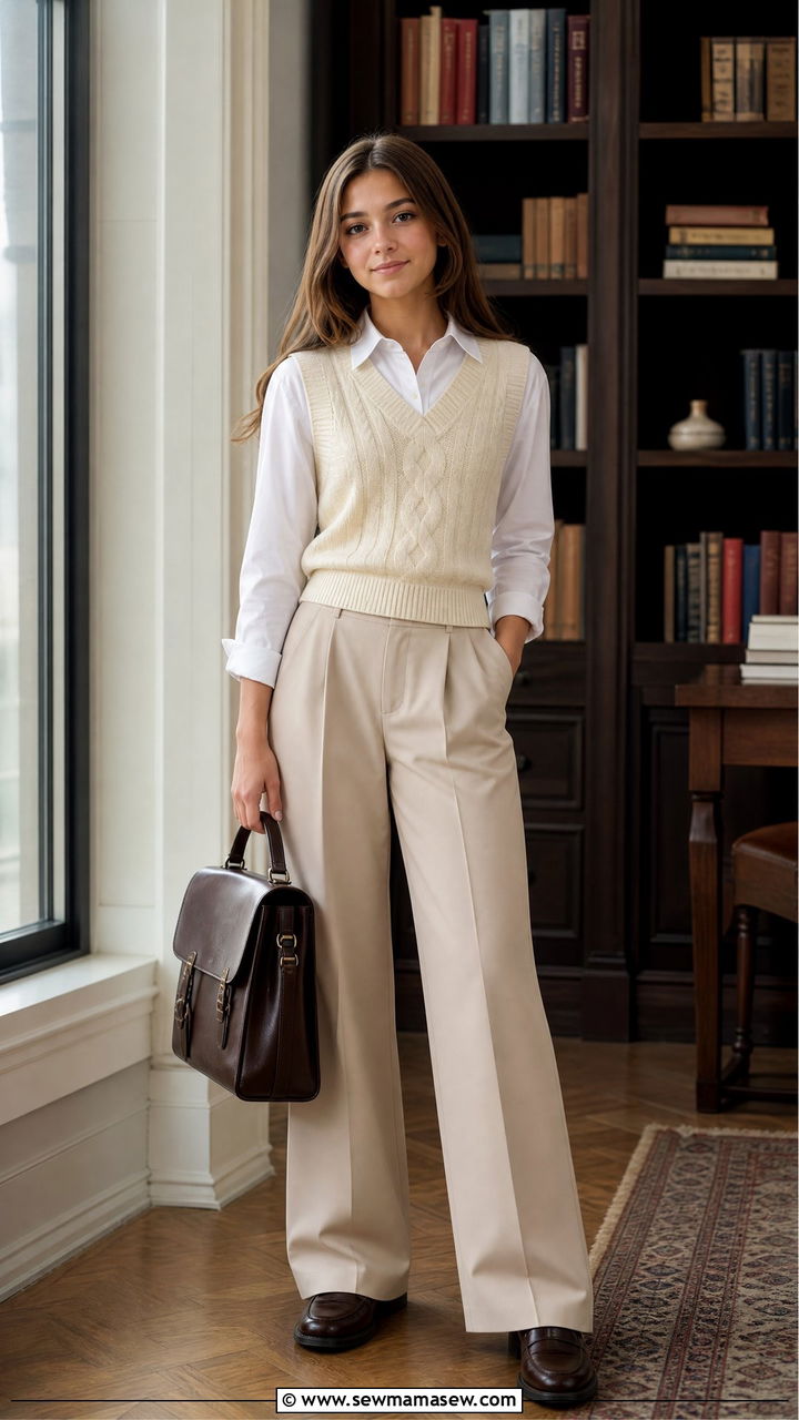 Sweater Vest and Collared Shirt Outfit - 25 First day of high school outfit ideas