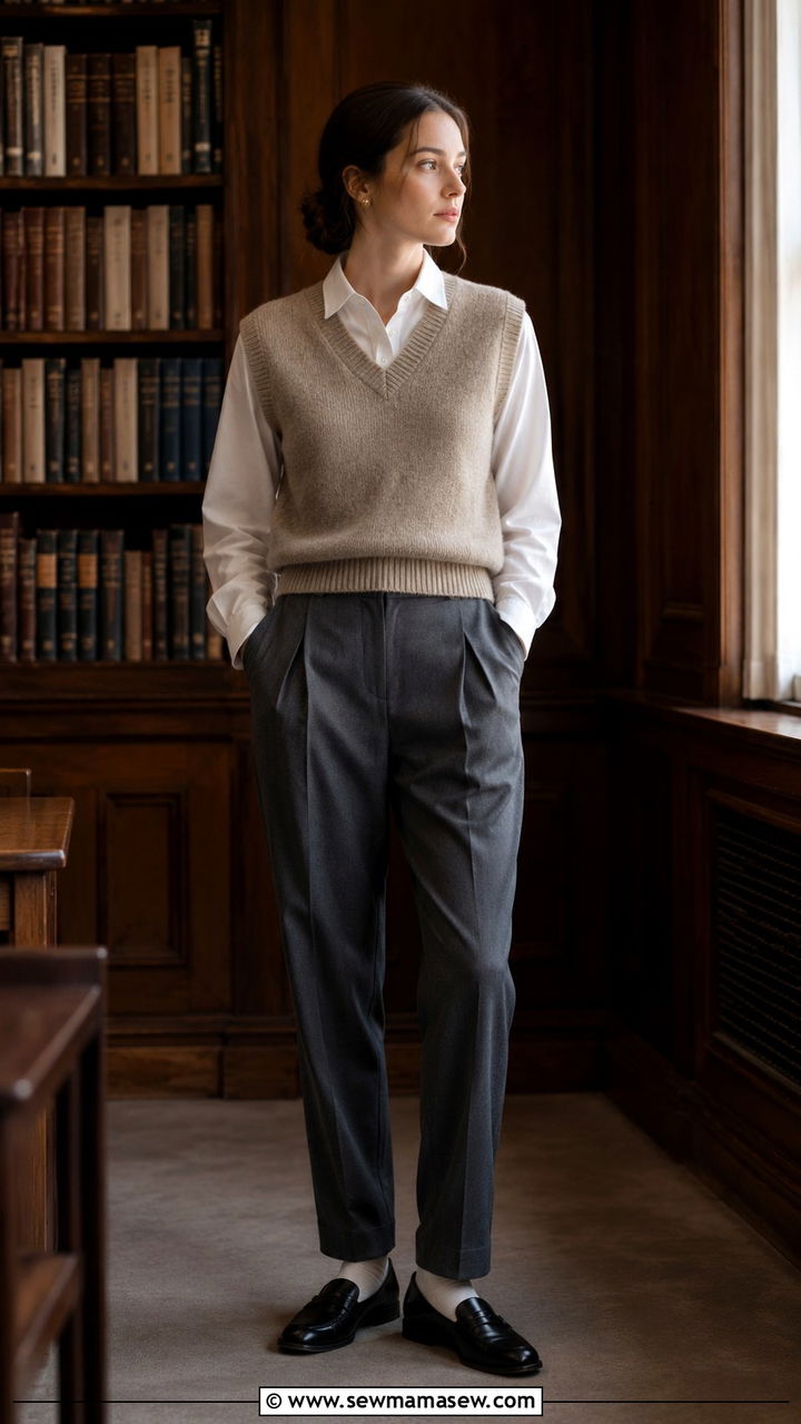 Sweater Vest and Collared Shirt - 30 old money outfits to copy