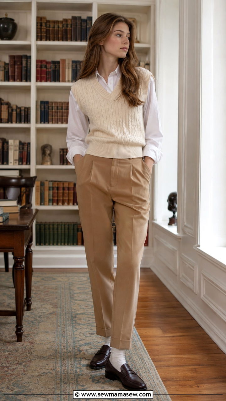 Sweater Vest and Oxford Shirt Old Money Outfit - 20 Old money outfit ideas for teens