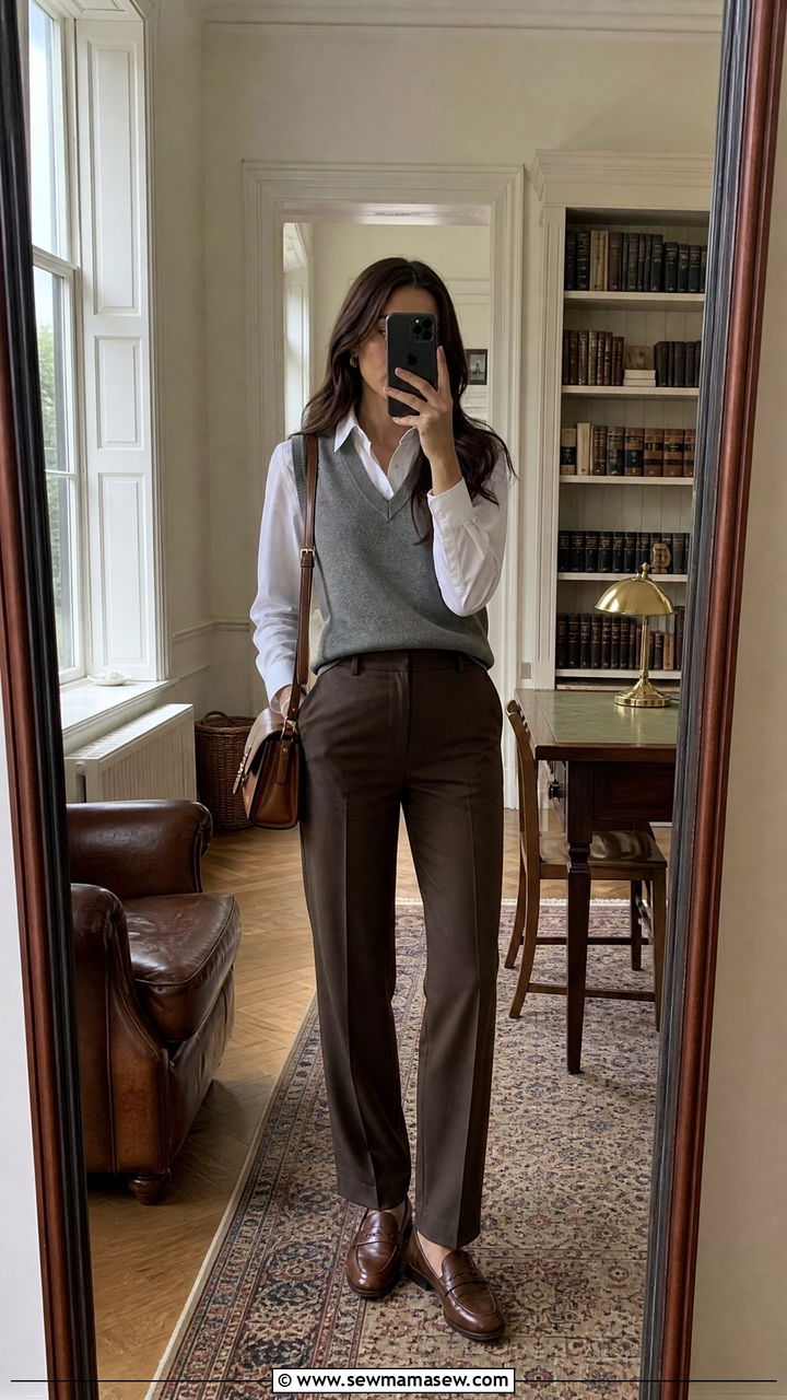 Sweater Vest and Oxford Shirt - 25 Old money outfit ideas budget