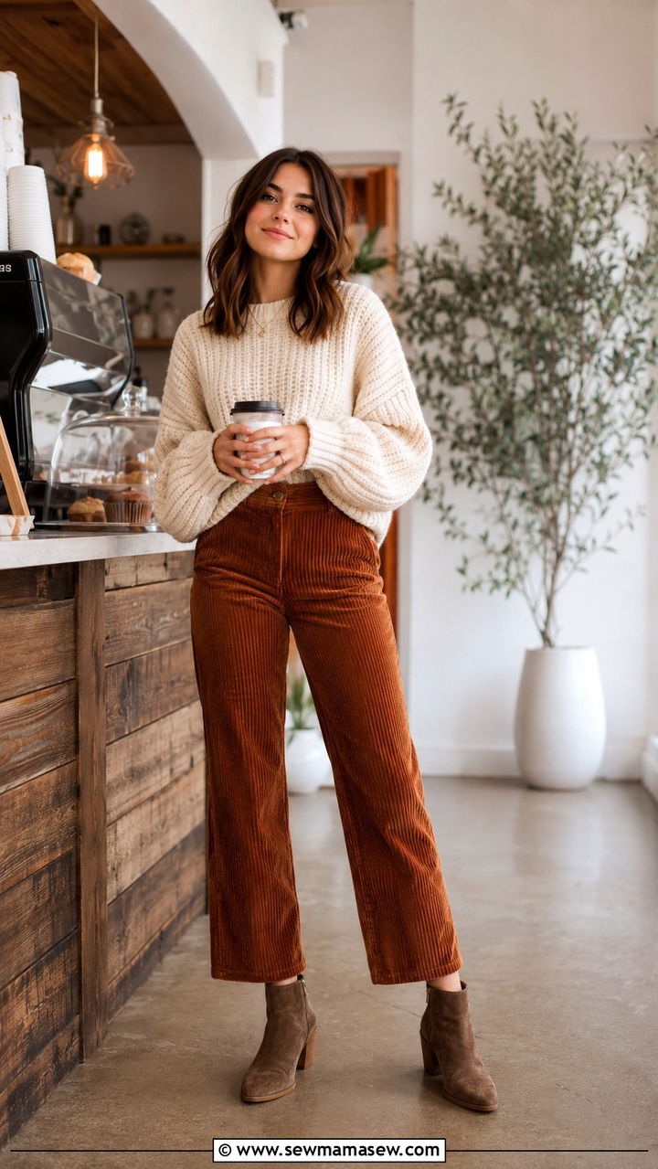 Sweater Vest and Wide Leg Trousers Barista Outfit - 20 Barista outfit ideas
