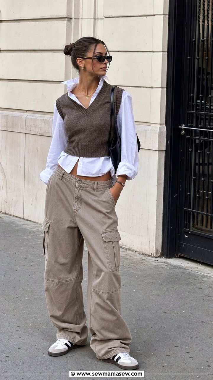 Sweater Vest with Baggy Cargo Pants Outfit - 25 concert outfits Pinterest