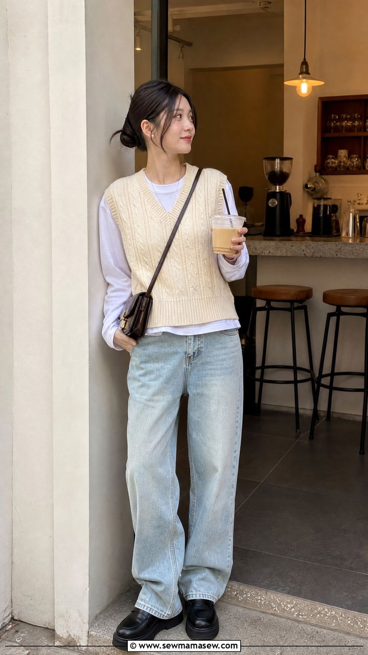 Sweater Vest with Baggy Jeans - 30 streetwear outfits for women
