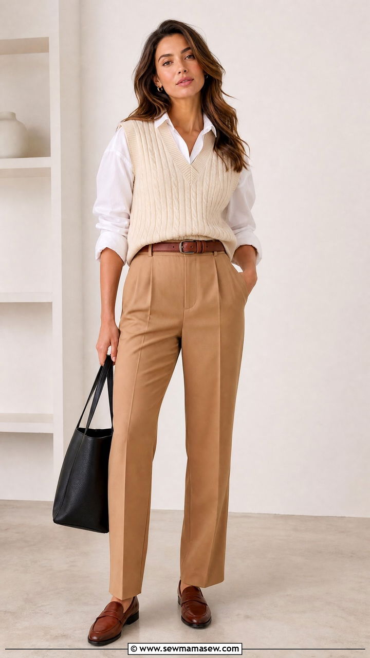 Sweater Vest with Tailored Trousers - 25 March outfits for women