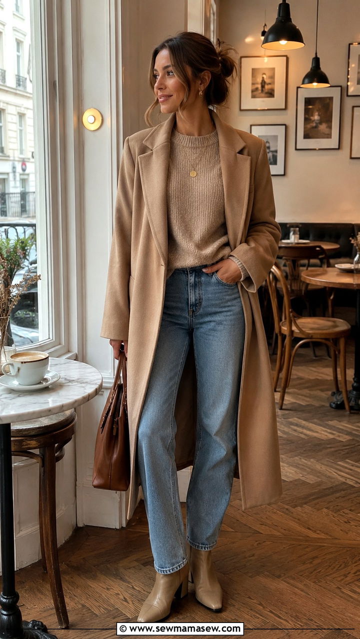 Sweater and Jeans with Cafe Chic Layering - 30 brunch outfits Pinterest