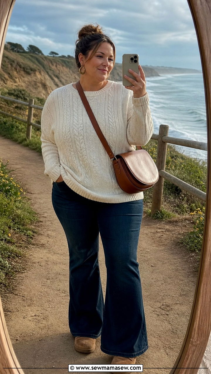 Sweater blazer and straight leg jeans plus size - 20 Coastal grandma outfits plus size