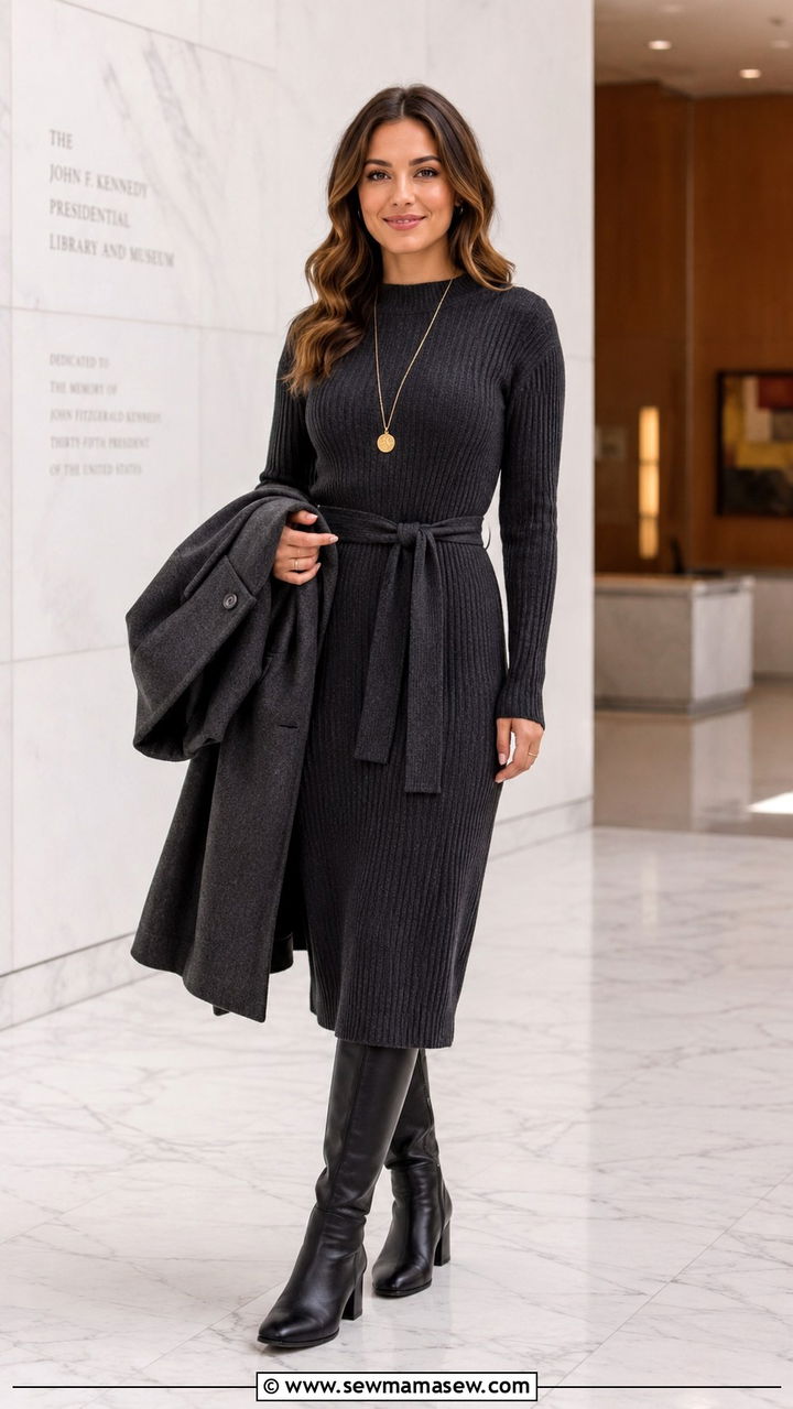 Sweater dress PhD hooding ceremony outfit - 20 PhD hooding ceremony outfit ideas
