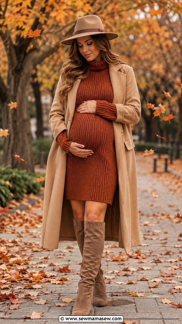 Sweater dress maternity outfit fall - 25 Mom to be outfit ideas