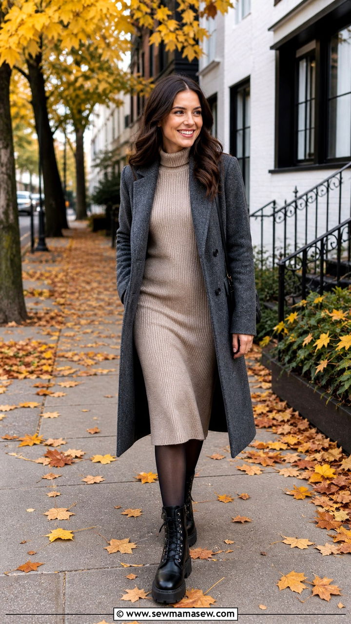 Sweater dress with combat boots outfit - 40 Combat boots outfit ideas
