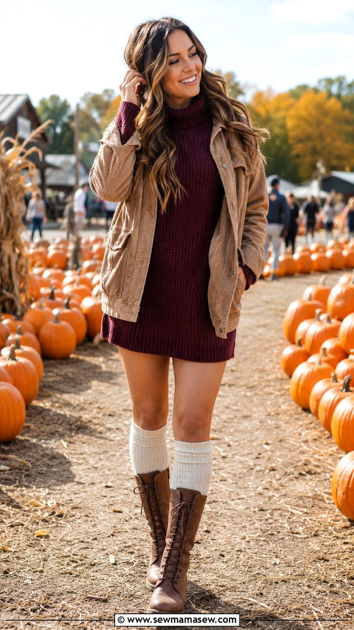 Sweater dress with knee high socks outfit - 30 how to style sweater dress