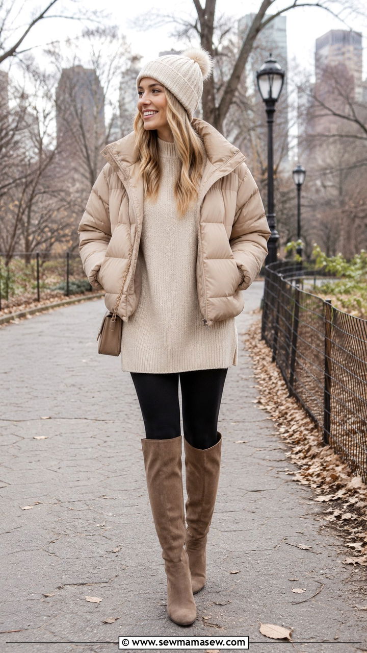 Sweater dress with leggings and boots outfit - 30 how to style sweater dress