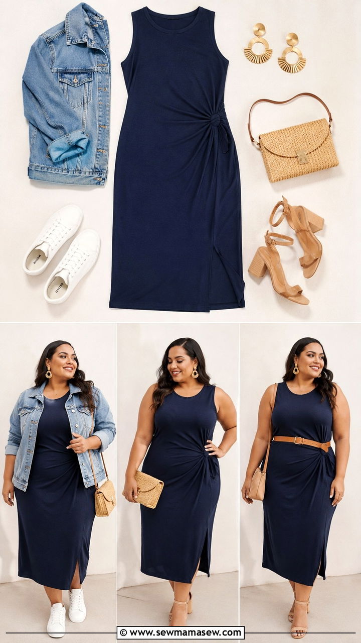 Sweater dress with opaque tights and kneehigh boots - 30 Travel outfits for plus size
