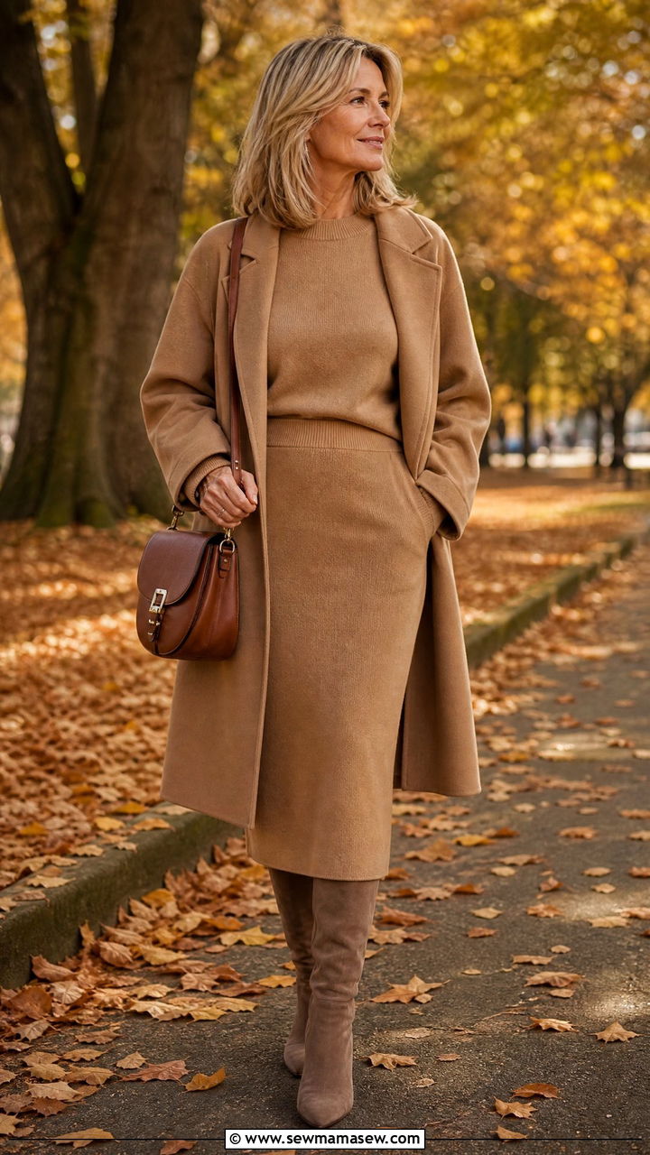 Sweater knit matching set for women over 50 - 30 Matching set outfit ideas for women over 50