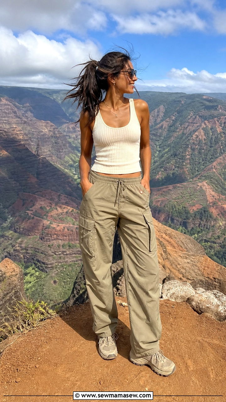 Sweater tank and cargo pants for hiking - 40 What to wear in Kauai