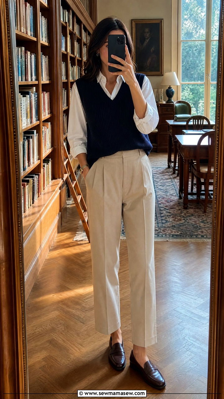 Sweater vest and button down librarian outfit - 25 librarian core outfits to copy