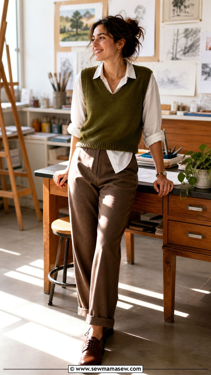 Sweater vest art teacher outfit - 20 Art teacher outfit ideas