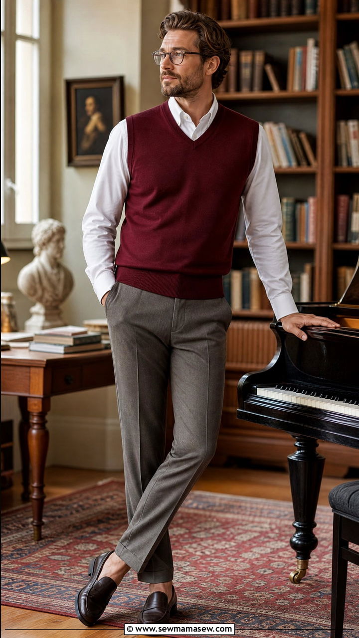 Sweater vest over button down - 30 Music teacher outfit ideas