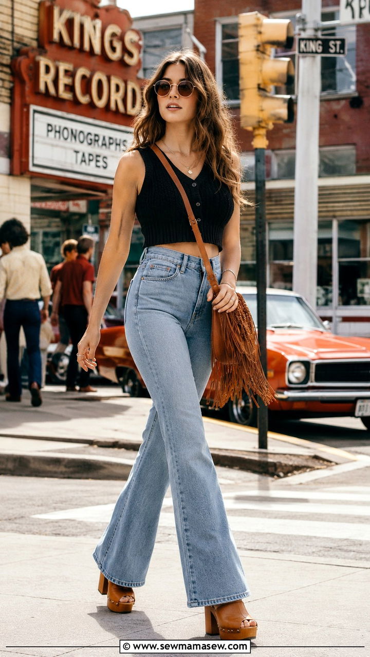 Sweater vest with flared jeans outfit - 30 how to style sweater vest