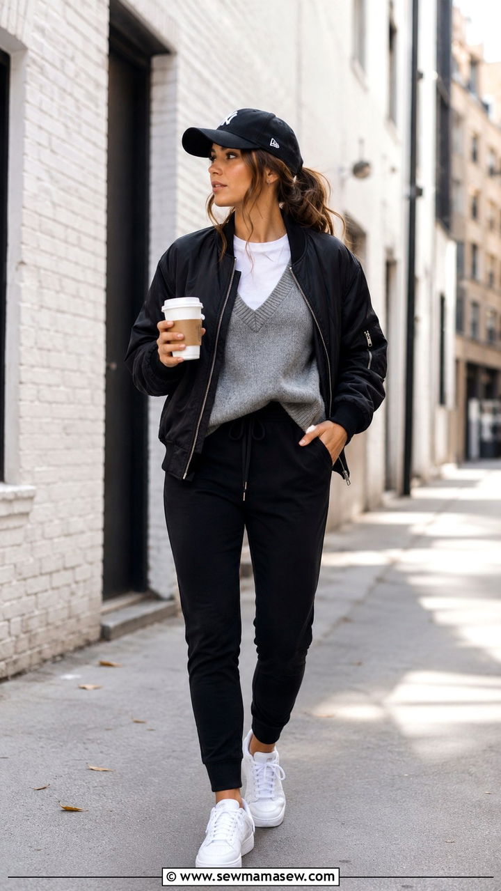 Sweater vest with joggers casual look - 30 how to style sweater vest