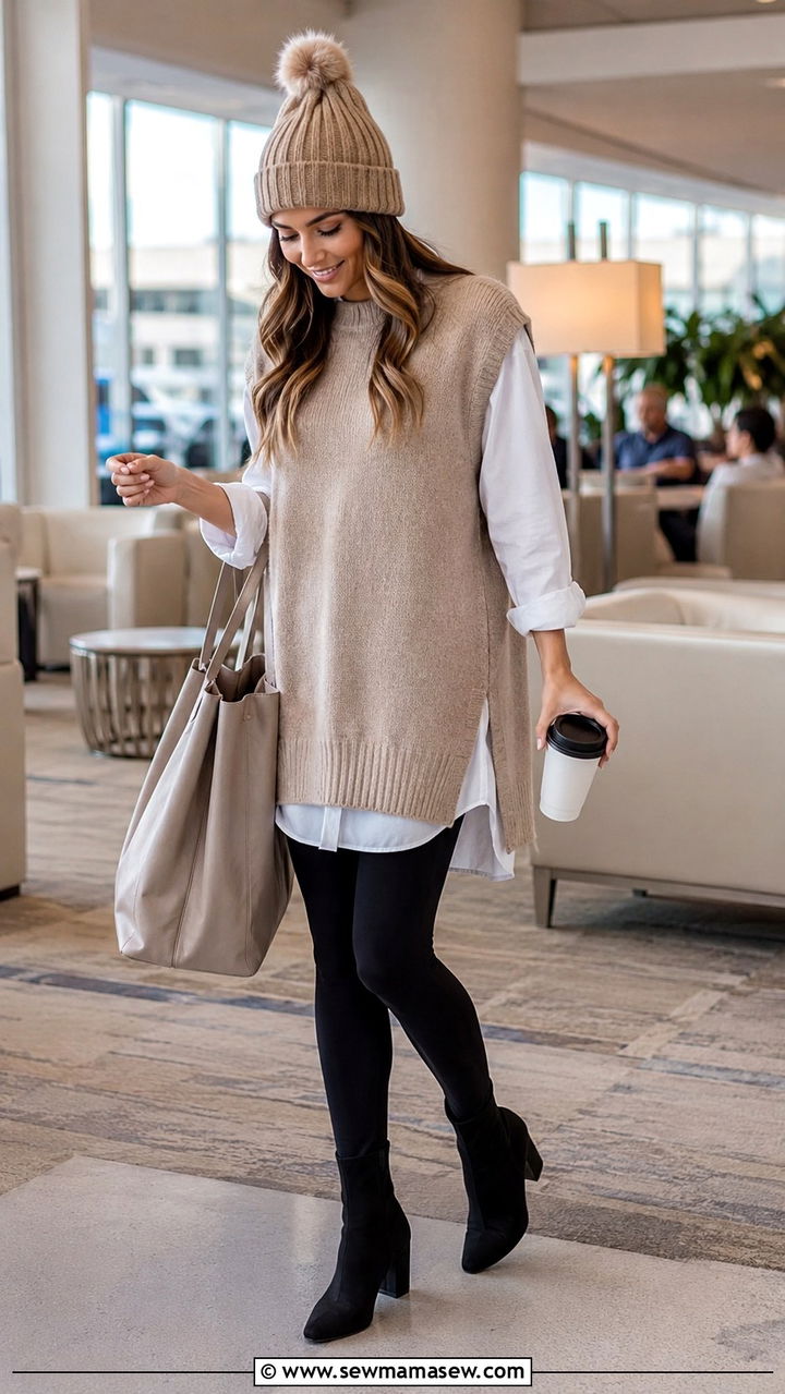 Sweater vest with leggings outfit - 30 how to style sweater vest