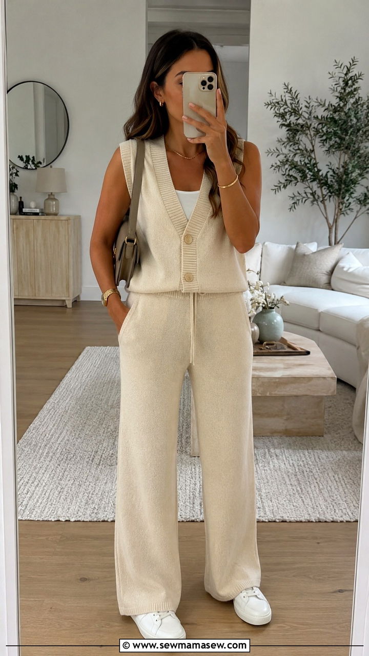 Sweater vest with matching knit set - 30 how to style sweater vest