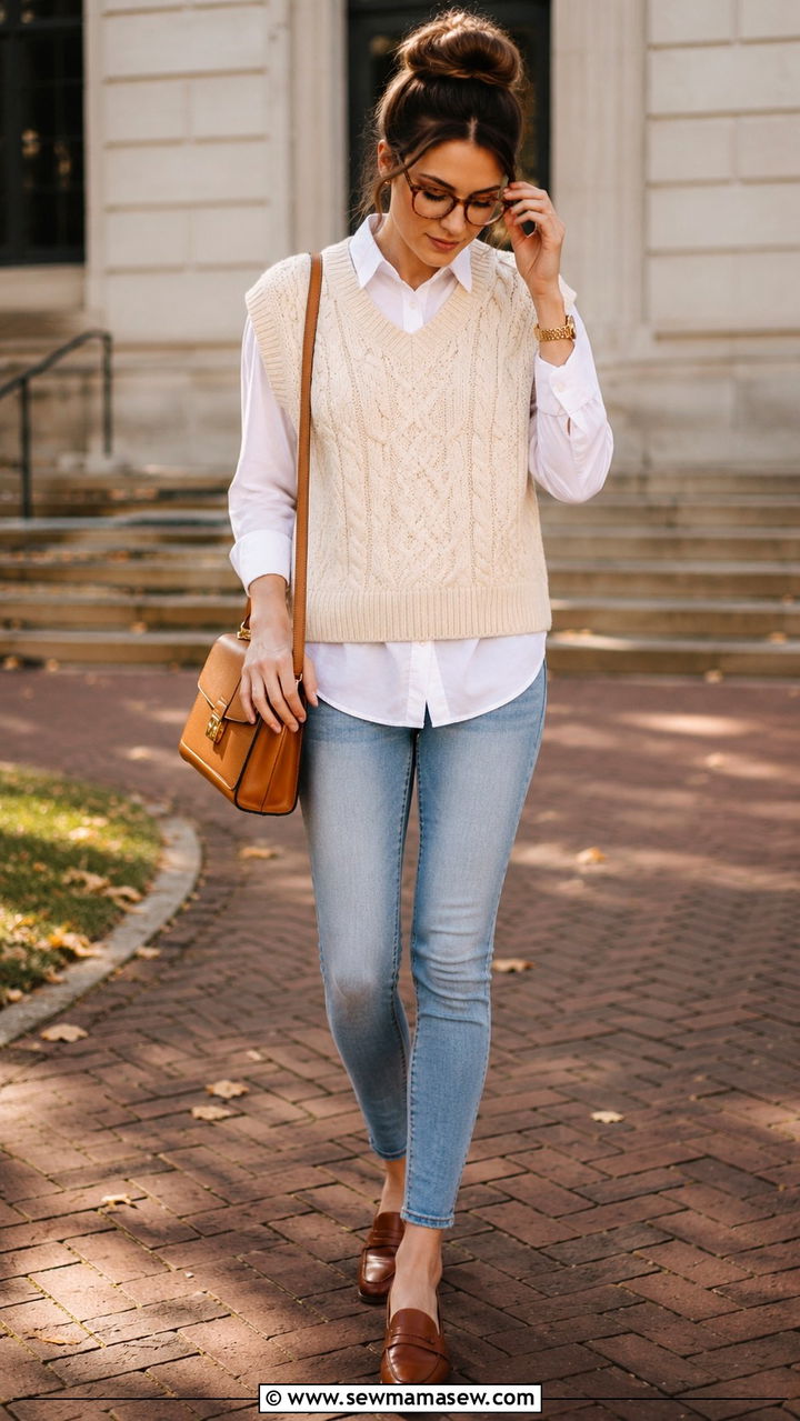 Sweater vest with skinny jeans - 30 Skinny jeans outfit ideas with a sweater