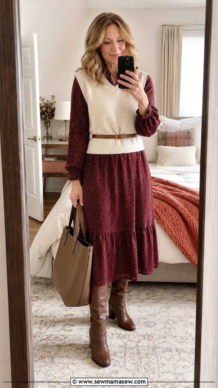 Sweater vest with straight leg jeans - 30 sweater vest outfits for women over 40