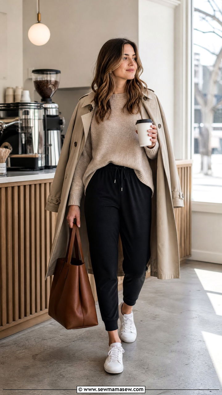 Sweater with Joggers and White Sneakers - 35 How to style a sweater in spring