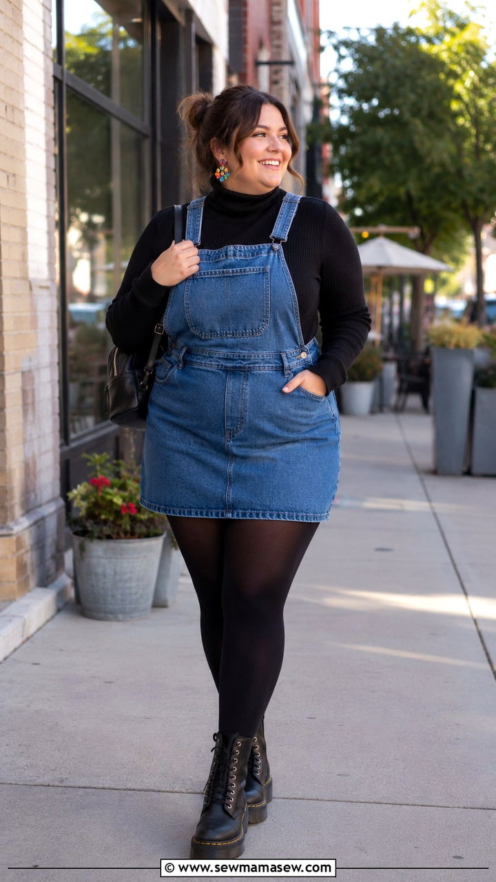 Sweater with overall dress outfit - 30 Sweater outfit ideas plus size