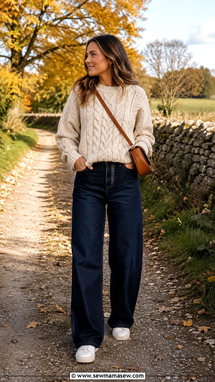Sweater with wide leg pants and sneakers outfit - 25 Wide leg pants outfit ideas with sneakers