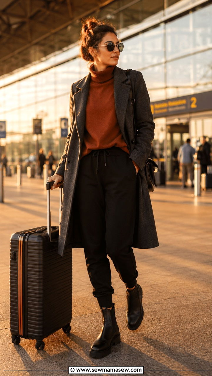 Sweatpants with ankle boots travel outfit - 25 Airport outfit ideas with sweatpants