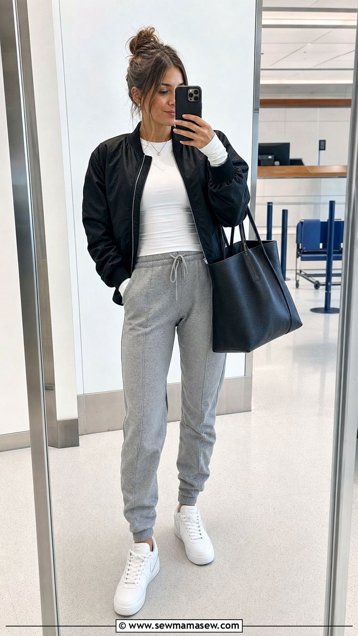 Sweatpants with bomber jacket spring outfit - 25 Spring outfits with bomber jacket