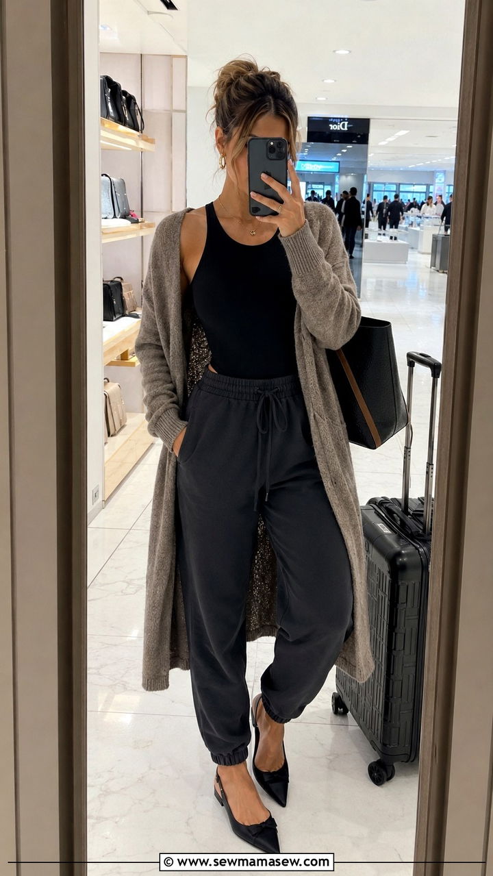 Sweatpants with loafers airport outfit - 25 Airport outfit ideas with sweatpants