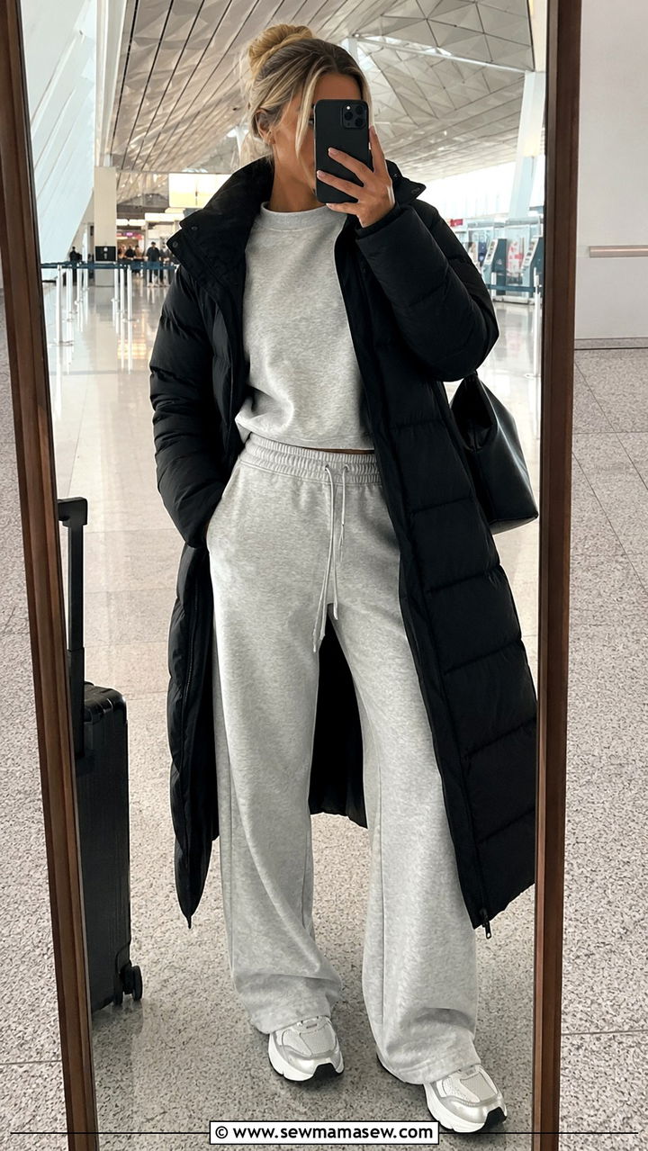 Sweatshirt And Sweatpants Co Ord Set Airport Outfit - 25 Airport outfit ideas with co-ord set