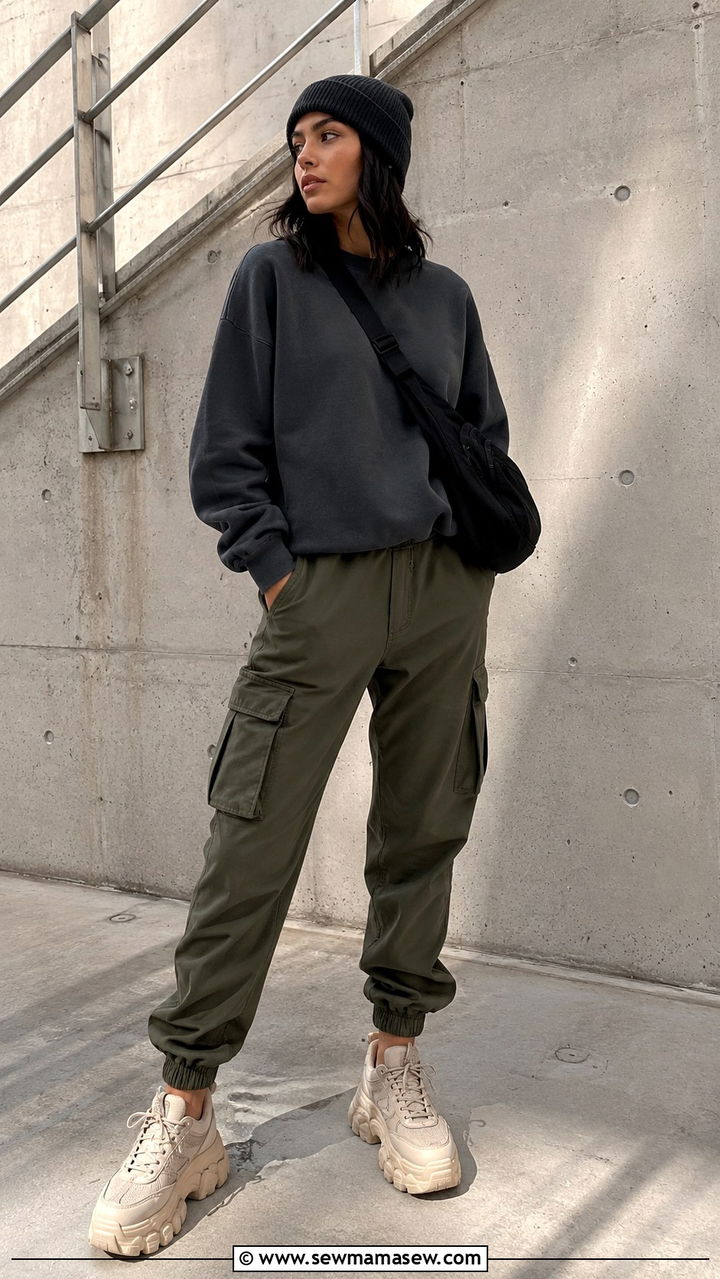 Sweatshirt and Cargo Joggers Outfit - 30 How to style a sweatshirt