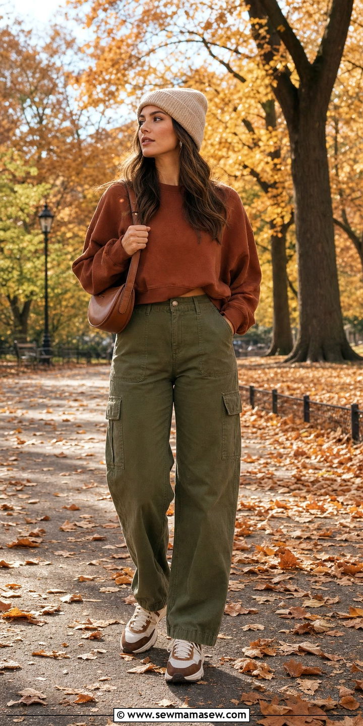Sweatshirt and Cargo Pants Outfit - 25 errands outfits inspo