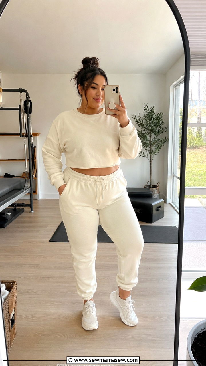 Sweatshirt and Joggers Pilates Outfit - 30 Pilates outfit ideas plus size