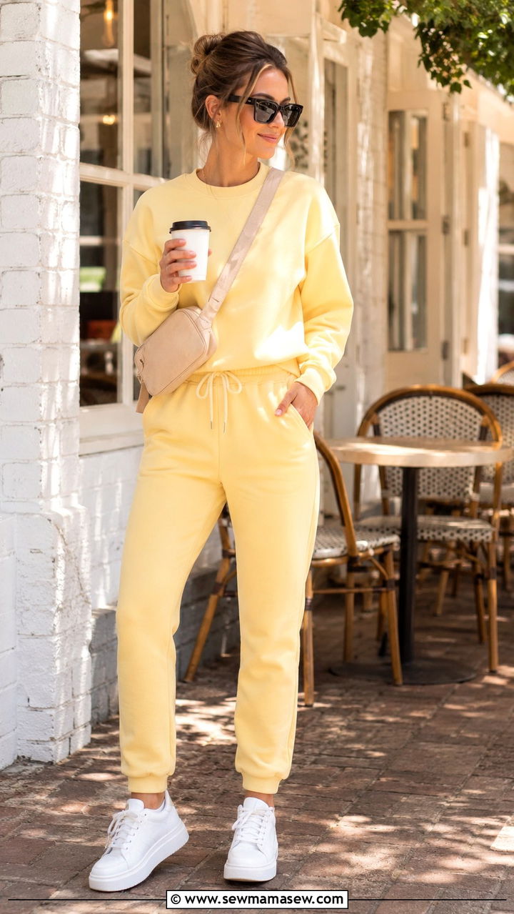 Sweatshirt and Joggers in Spring Pastels - 30 Spring outfits with joggers