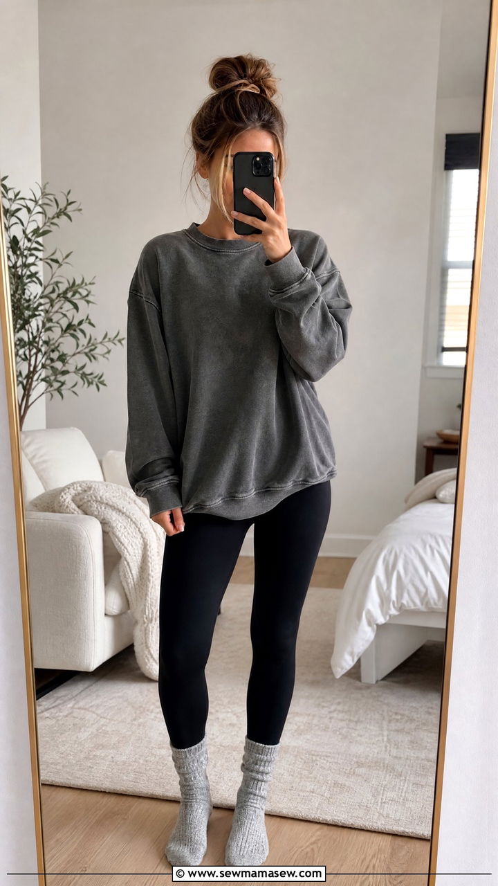 Sweatshirt and Leggings - 25 Cozy sick day outfit ideas