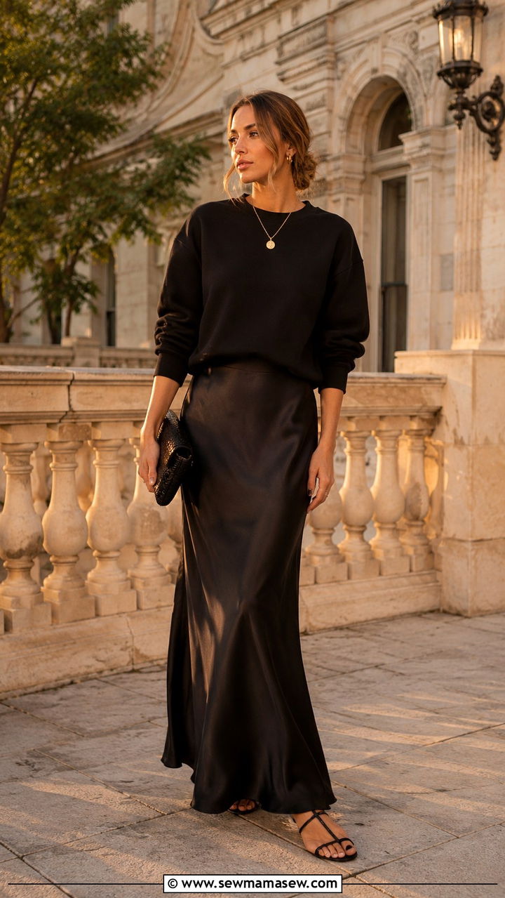 Sweatshirt and Maxi Skirt Outfit - 30 How to style a sweatshirt